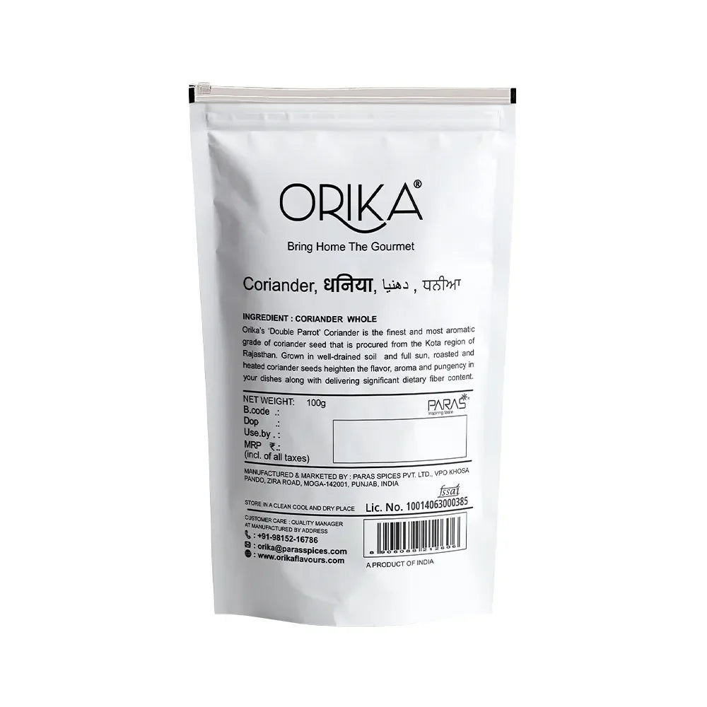 Orika Double Parrot Coriander Whole (Sabut Dhaniya) | 100g