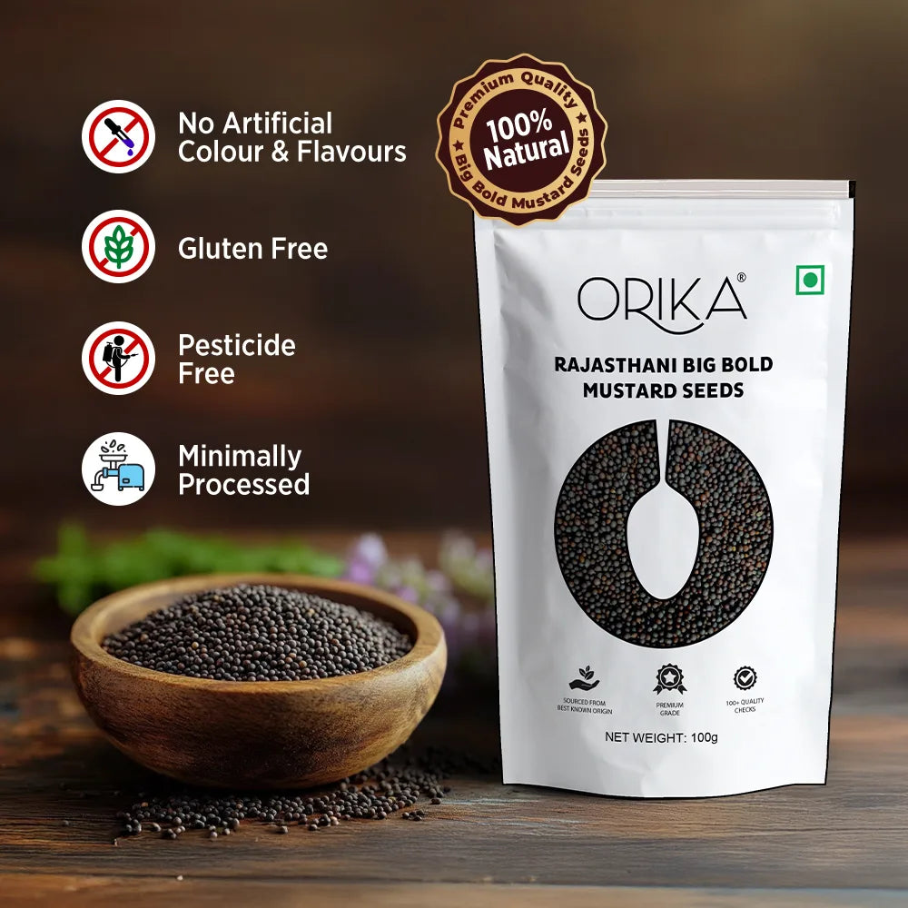 Orika Rajasthani Big Bold Black Mustard Seeds | 100g