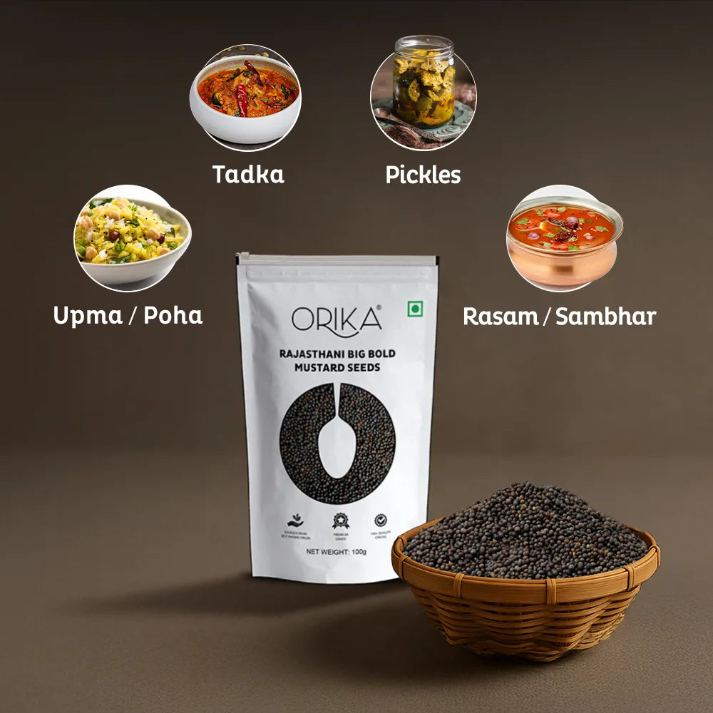 Orika Rajasthani Big Bold Black Mustard Seeds | 100g