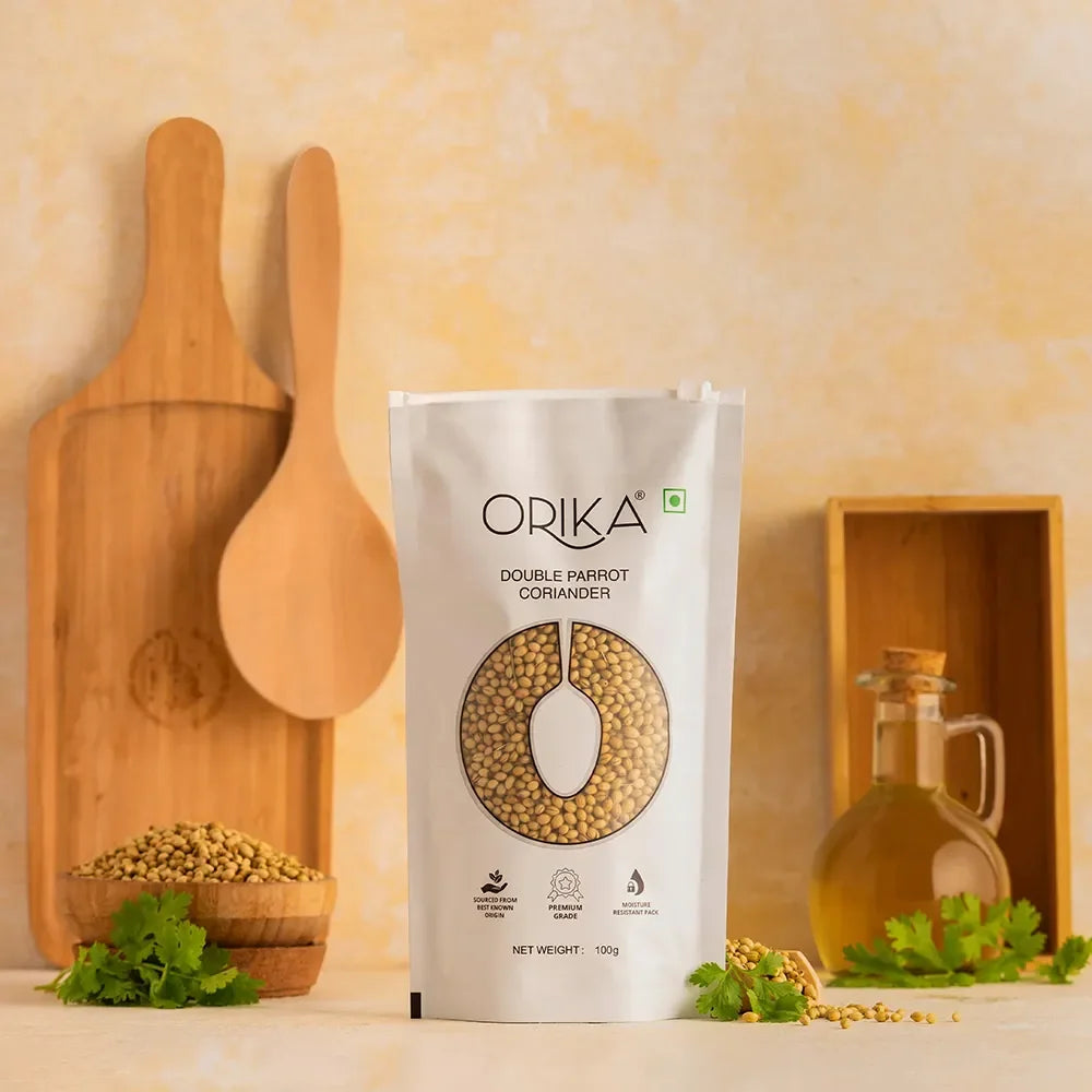 Orika Double Parrot Coriander Whole (Sabut Dhaniya) | 100g
