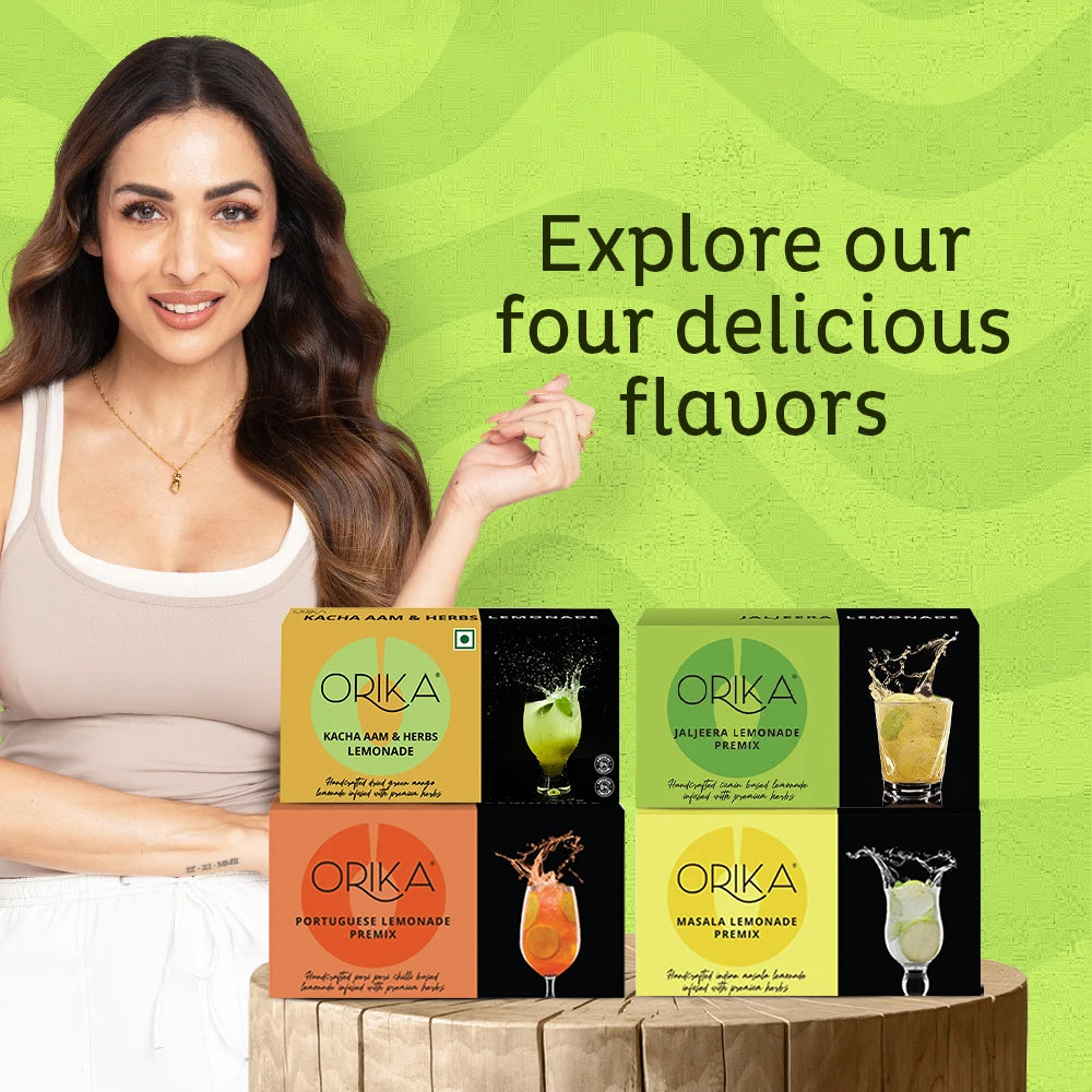 Orika Flavoured Lemonade Premix Combo | Portuguese, Jaljeera, Masala | Pack of 6 (60 Sachets)
