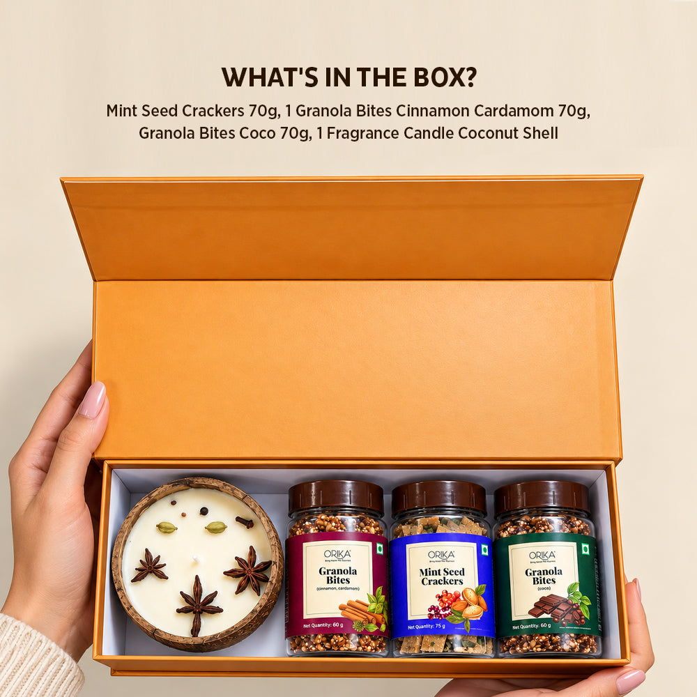 Orika Smart Snacking Box with Artisanal Coconut Shell Spice Candle