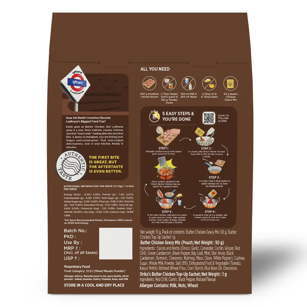 Orika Ludhiana Waala Butter Chicken Gravy Mix | 51g