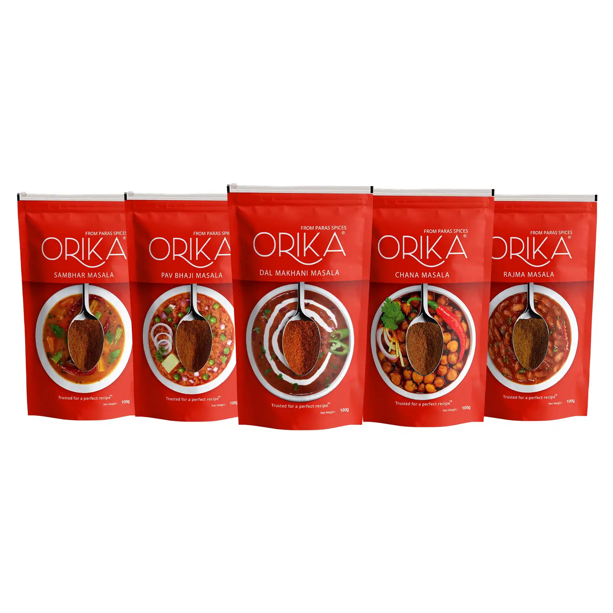 Orika Regional Speciality combo spices (Chana, Sambhar, Dal Makhni, Pav Bhaji, Rajma Masala)