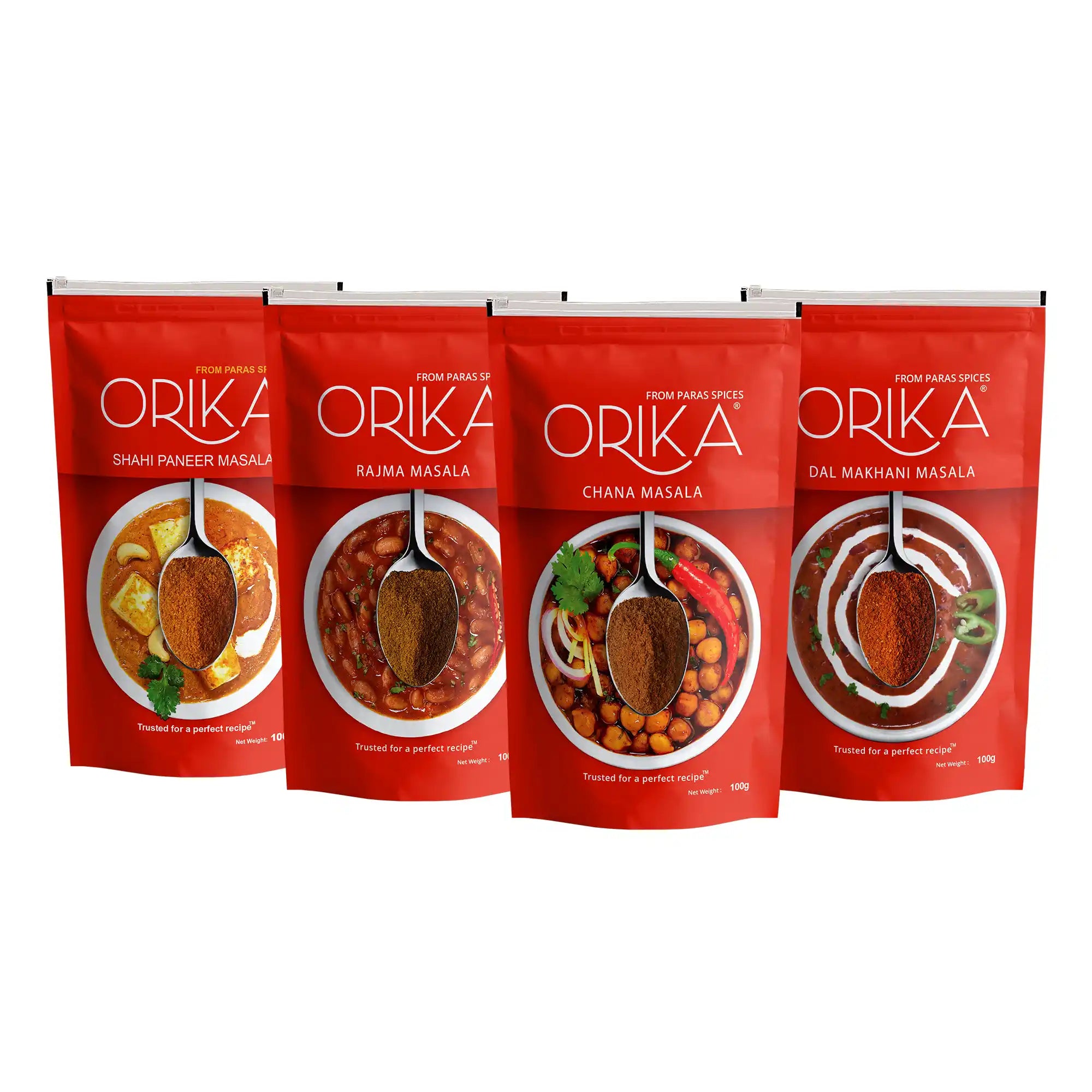 Orika Indian Mix Combo 3 (Shahi Paneer Masala, Chana Masala, Rajma Masala, Dal Makhani Masala) (Pack of 4, 100gms each)