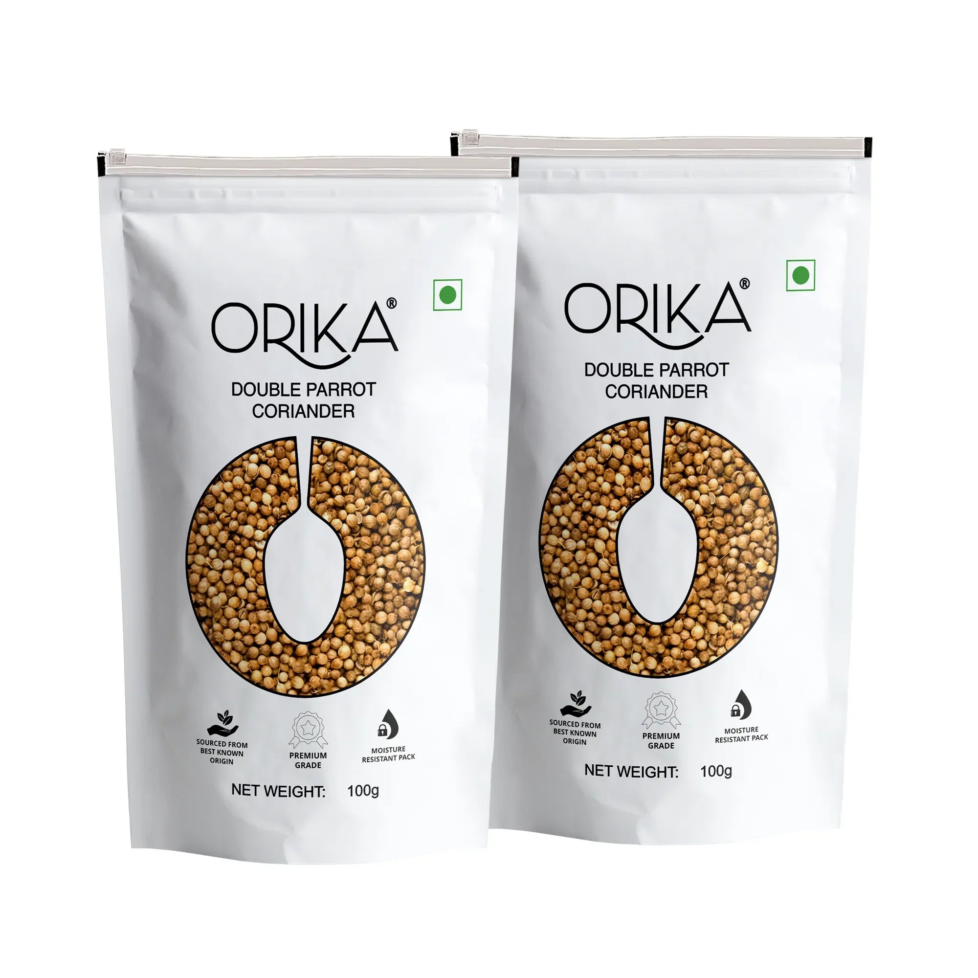 Orika Double Parrot Coriander Whole (Sabut Dhaniya) | 100g