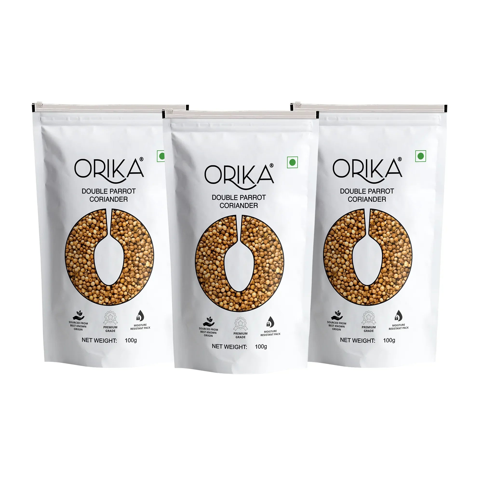 Orika Double Parrot Coriander Whole (Sabut Dhaniya) | 100g