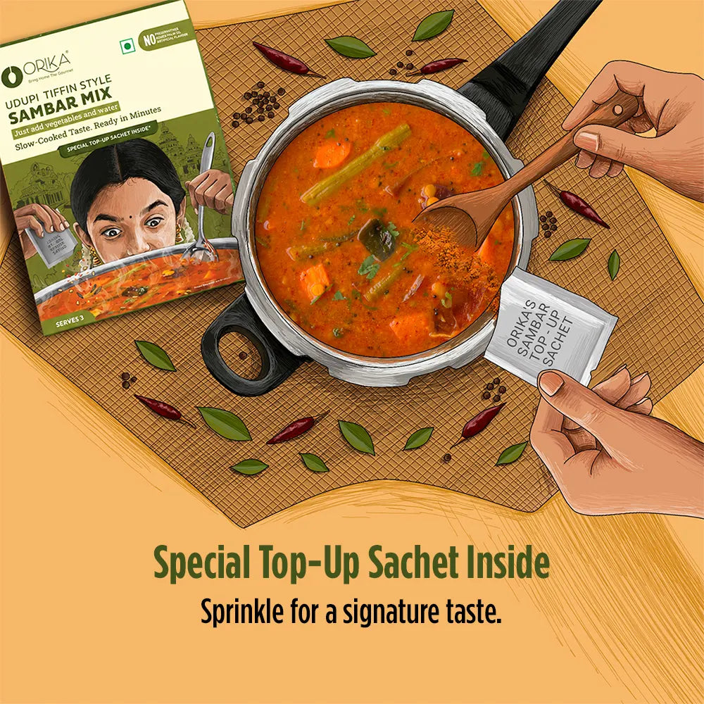Orika Udupi Tiffin-Style Sambar Mix | Authentic Udupi Sambar | 51g