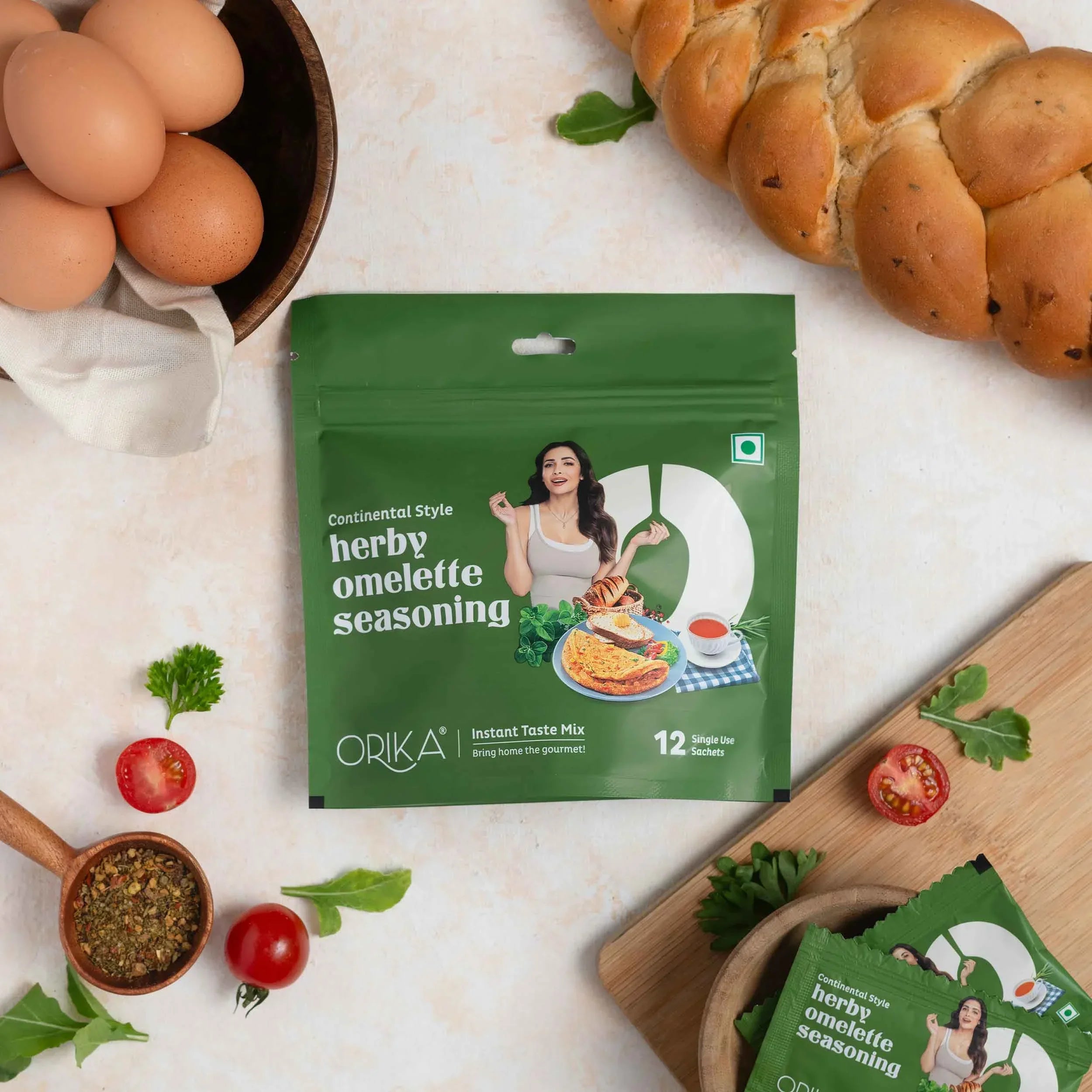 Continental Style Herby Omelette Seasoning-12 single use sachets - Orika Spices India