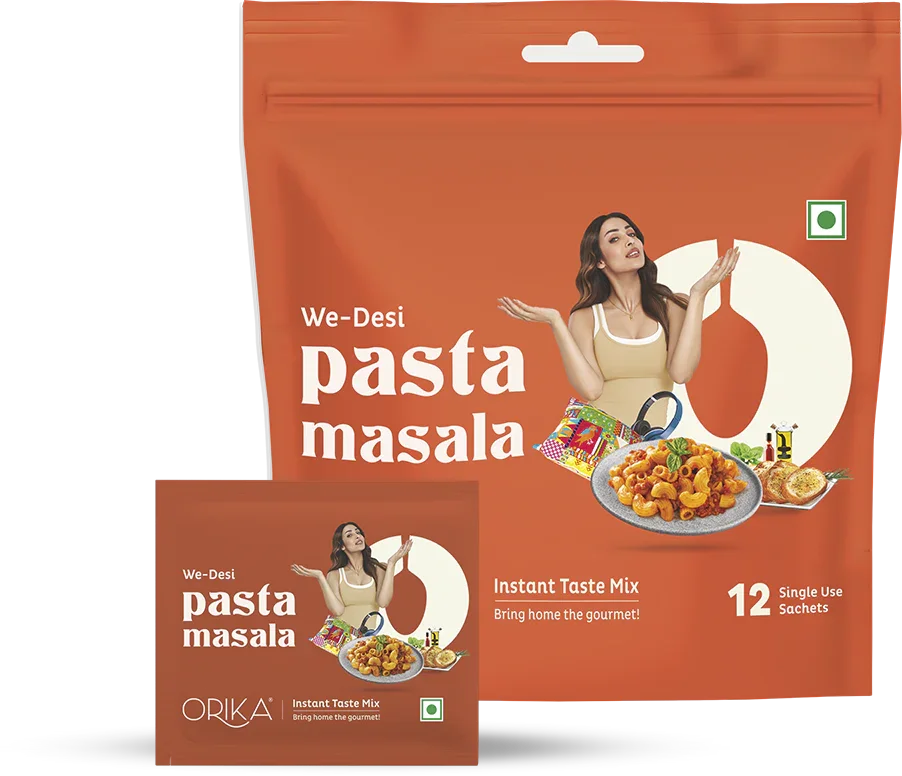 Instant We Desi Pasta Masala with Magic Masala & Herby Omelette Masala Combo - Pack of 3 (12 single use sachets in each Pack) - Orika Spices India