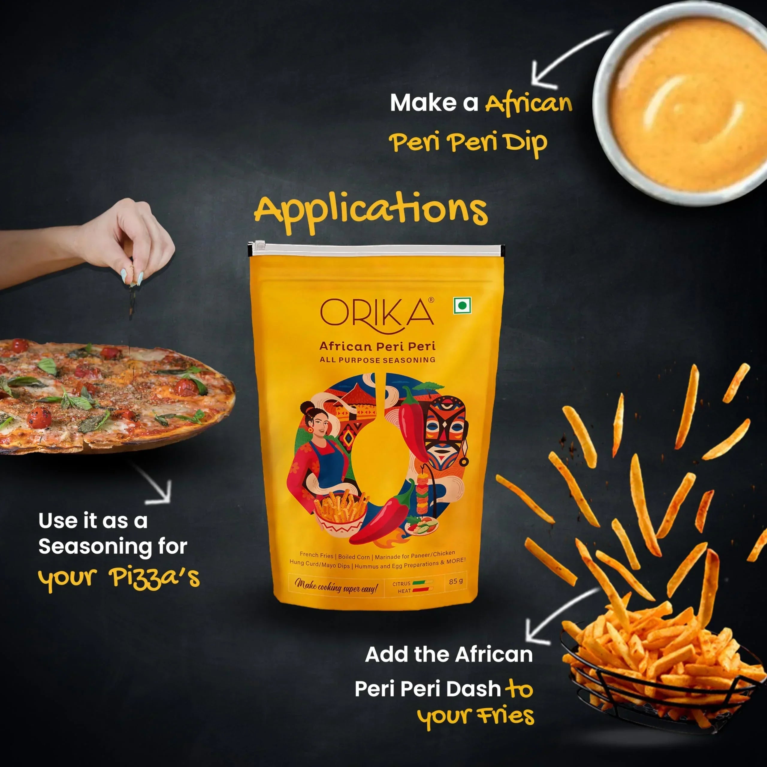 Orika African Peri Peri All Purpose Seasoning, Pack of 2, 85g each - Orika Spices India