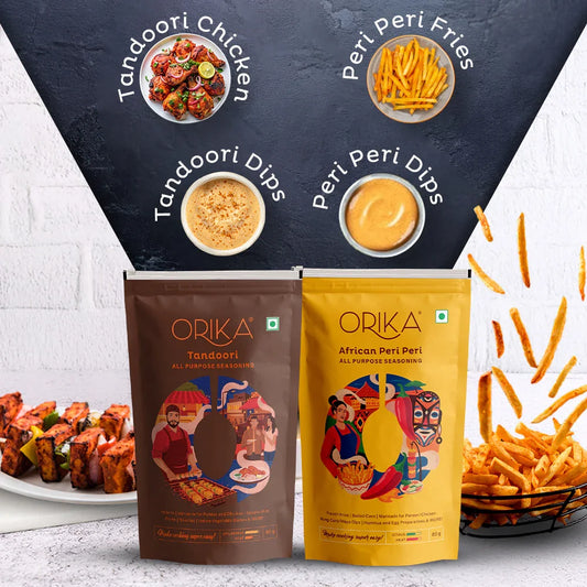 Orika African Peri Peri & Tandoori All Purpose Seasoning Marinade Combo 170 Gm - Orika Spices India