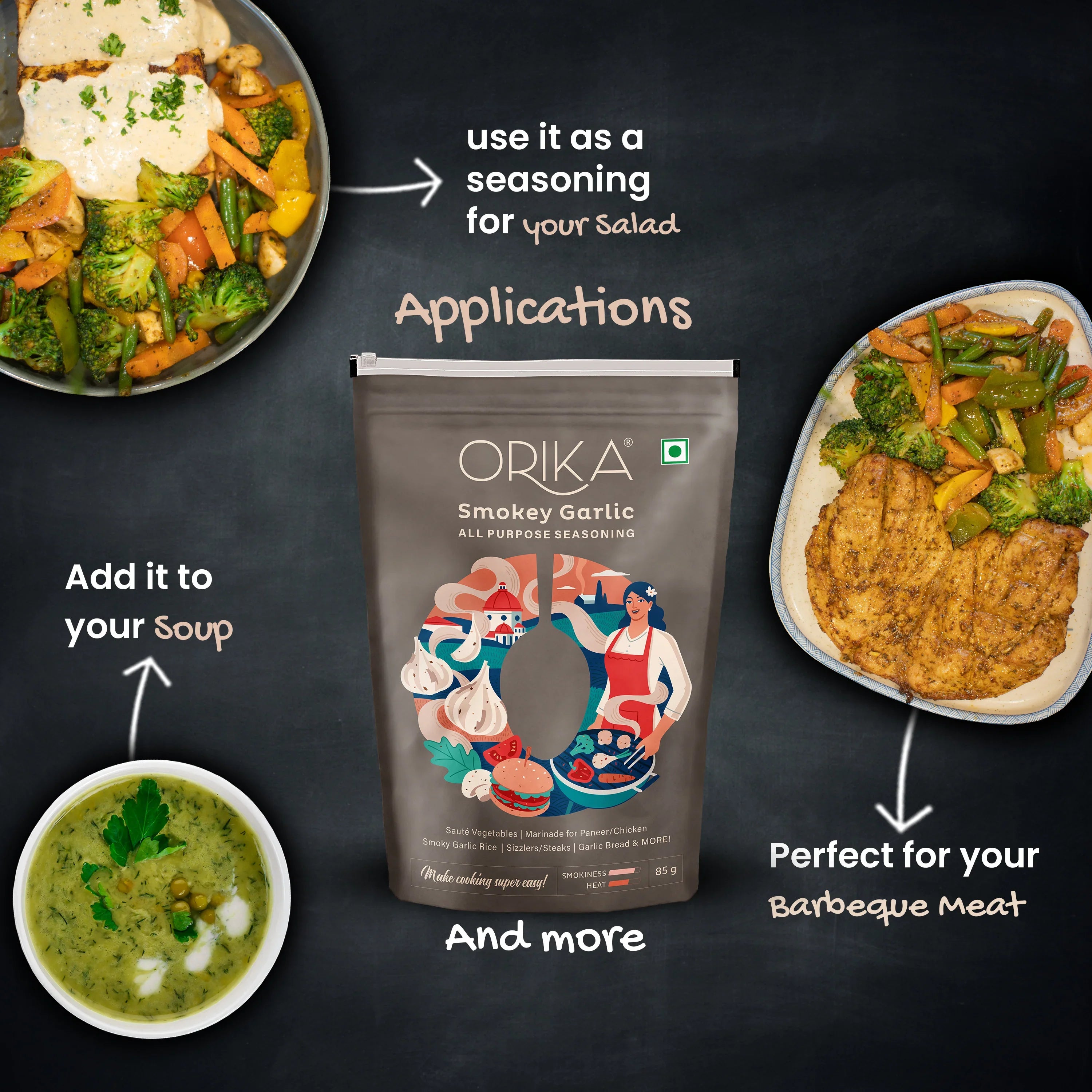 Orika Barbeque Combo, (Tandoori, Smokey & Mint Seasoning), (Pack of 3) - Orika Spices India