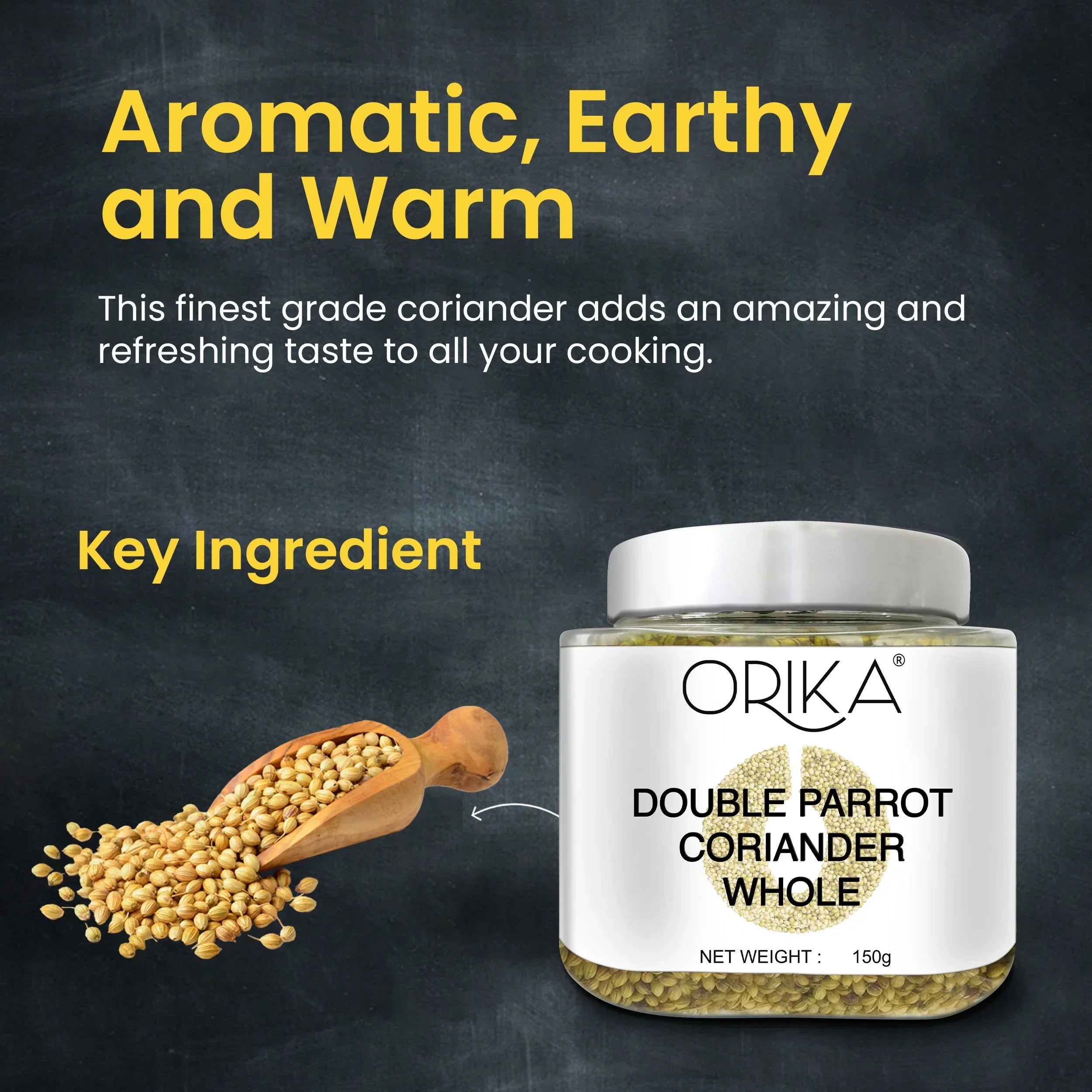 Orika Double Parrot Coriander Whole, 150gm - Orika Spices India