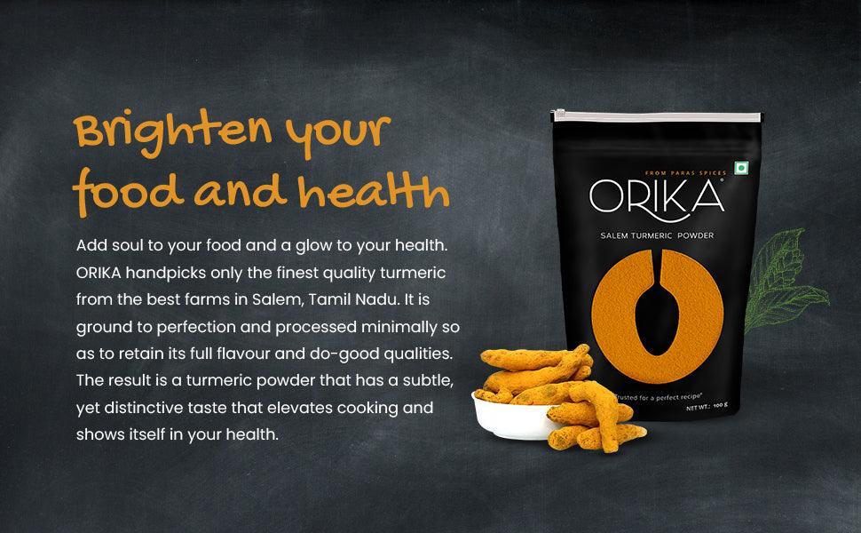 Orika Everyday kitchen essential (Malabar Black Pepper Powder, Salem Turmeric Powder, Coriander Powder), (Pack of 3, 100gms each) - Orika Spices India