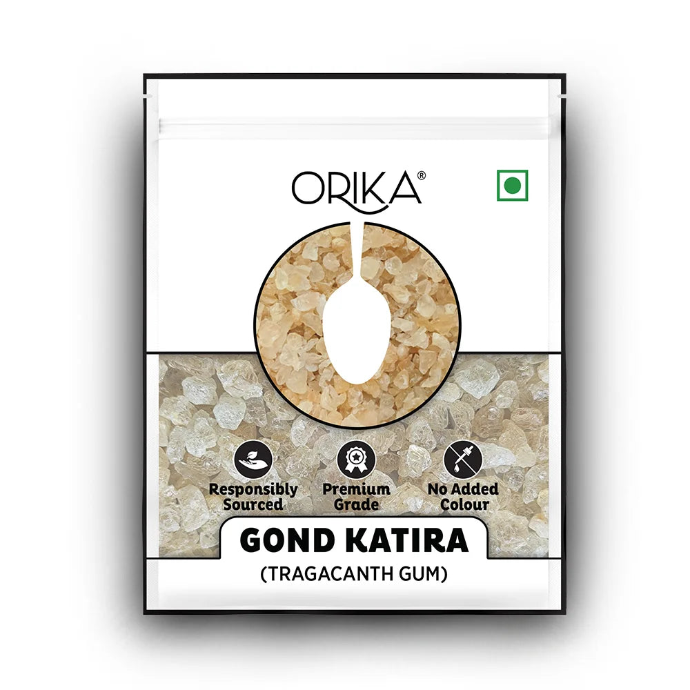 Orika Gond Katira (Tragacanth Gum) – 80g | Natural Cooling Agent | Premium Quality | For Sharbat, Desserts & Ayurvedic Use - Orika Spices India