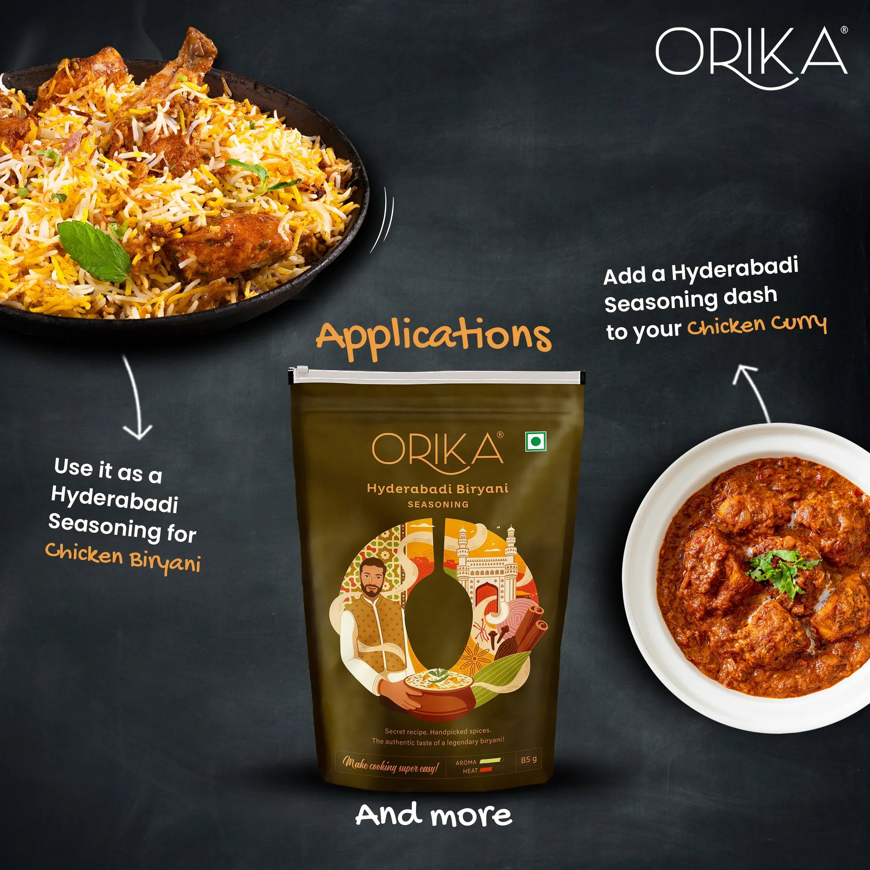 Orika Hyderabadi Biryani, Pack of 2, 85g/each - Orika Spices India