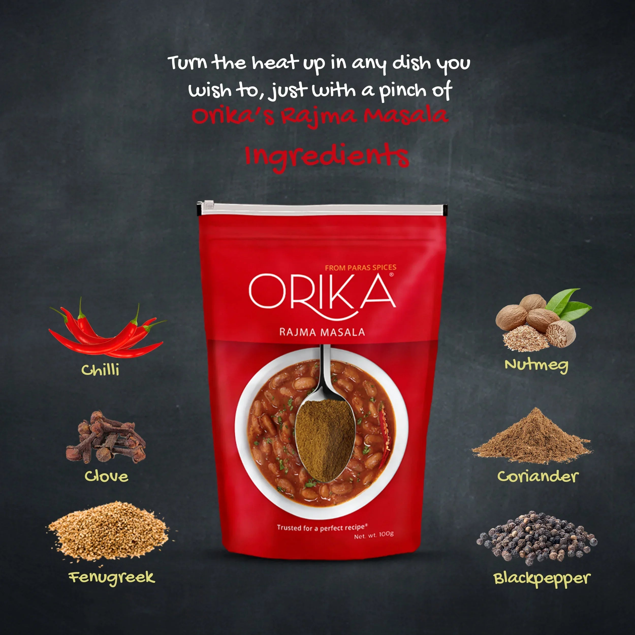 Orika Indian Mix Combo 3 (Shahi Paneer Masala, Chana Masala, Rajma Masala, Dal Makhani Masala) (Pack of 4, 100gms each) - Orika Spices India
