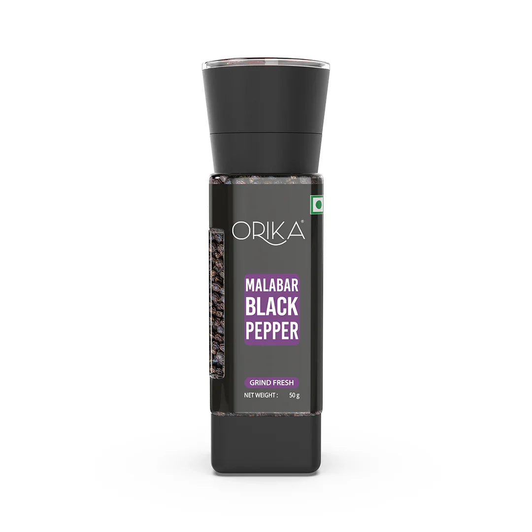 Orika Malabar Black Pepper Grinder, 50gm - Orika Spices India