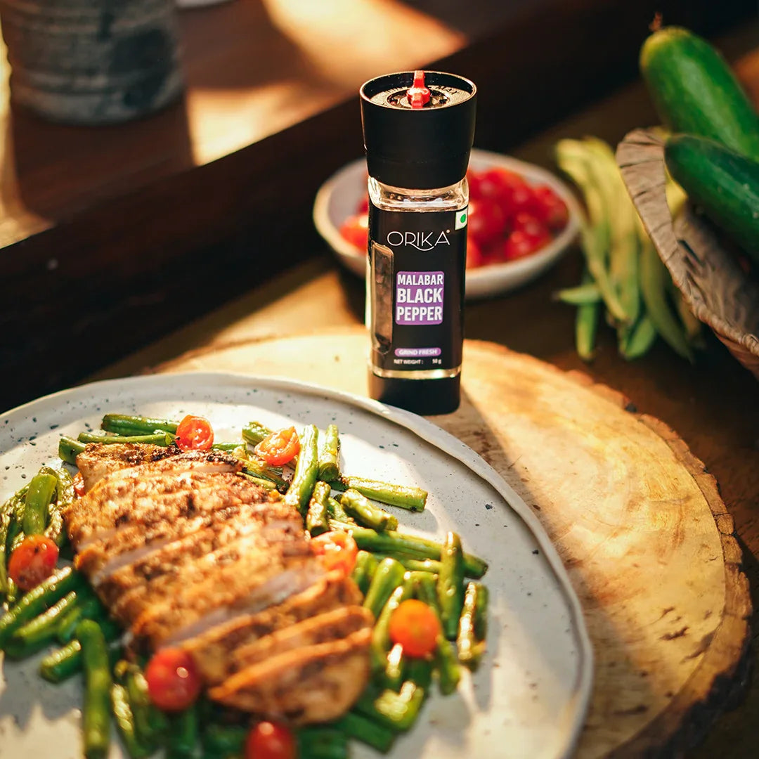 Orika Malabar Black Pepper Grinder, 50gm - Orika Spices India