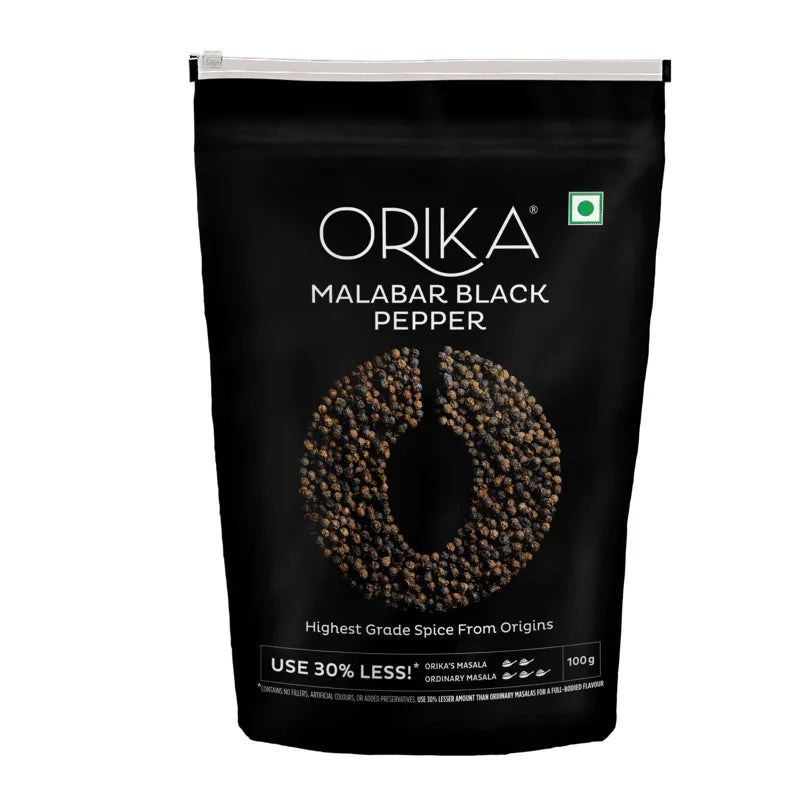 Orika Malabar Black Pepper Powder, 100gm - Orika Spices India