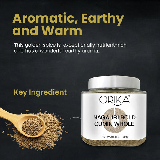 Orika Nagauri Bold Cumin Whole, 250gm - Orika Spices India