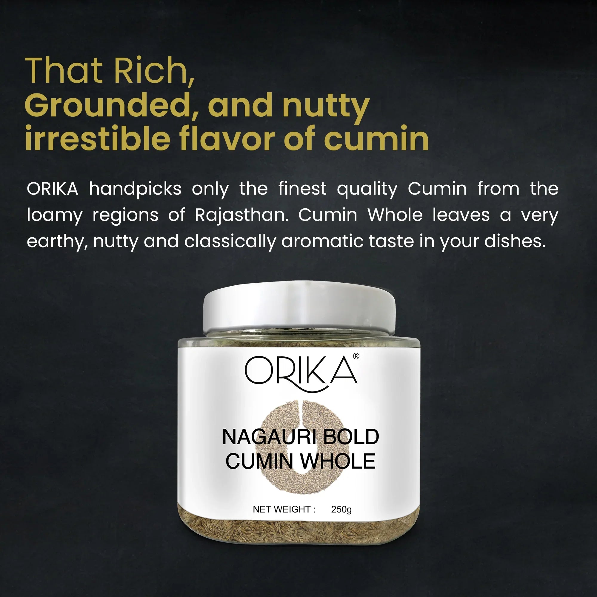 Orika Nagauri Bold Cumin Whole, 250gm - Orika Spices India