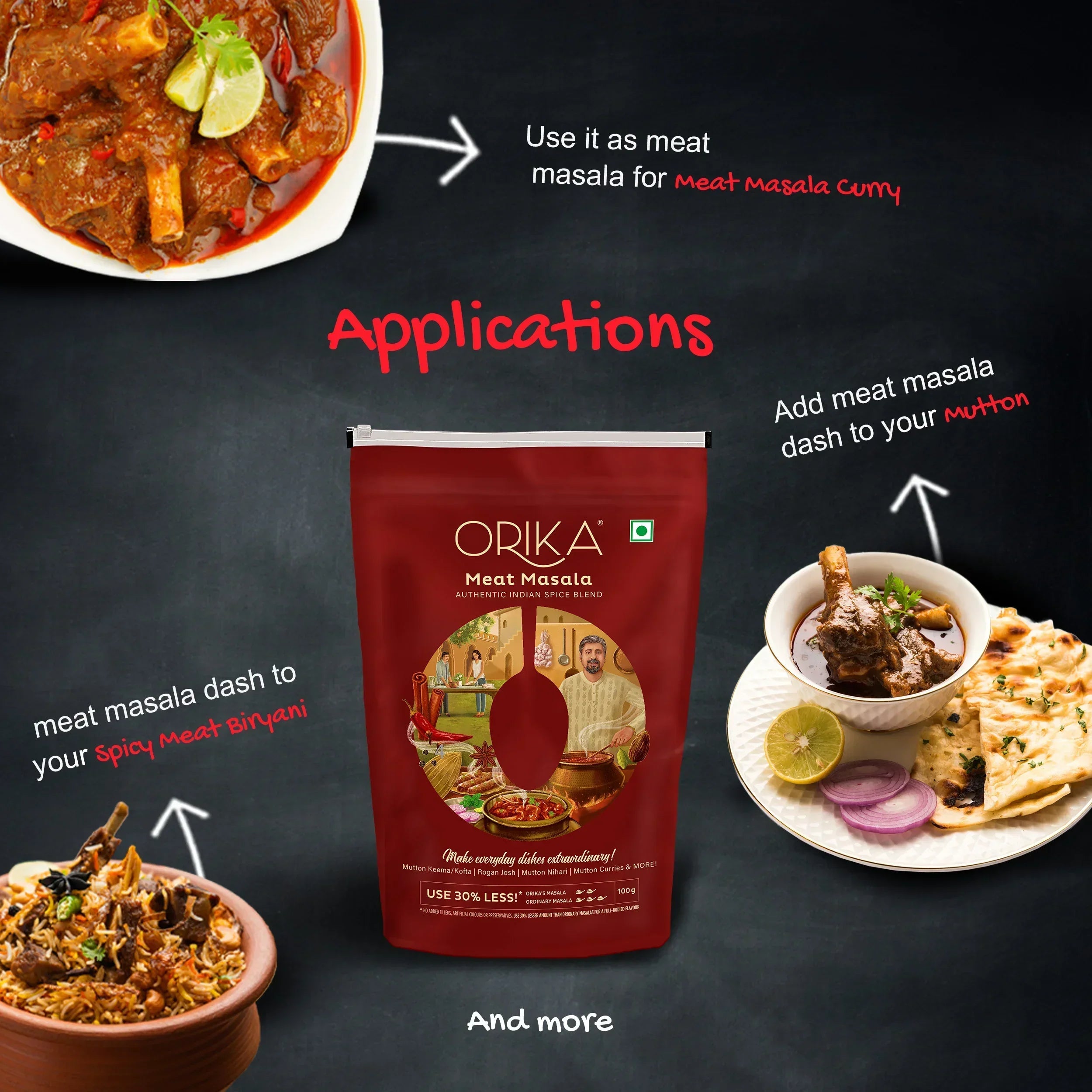 Orika Non Veg Delight Combo, Chicken Masala, Meat Masala, Garam Masala (Pack of 3, 100gms each) - Orika Spices India