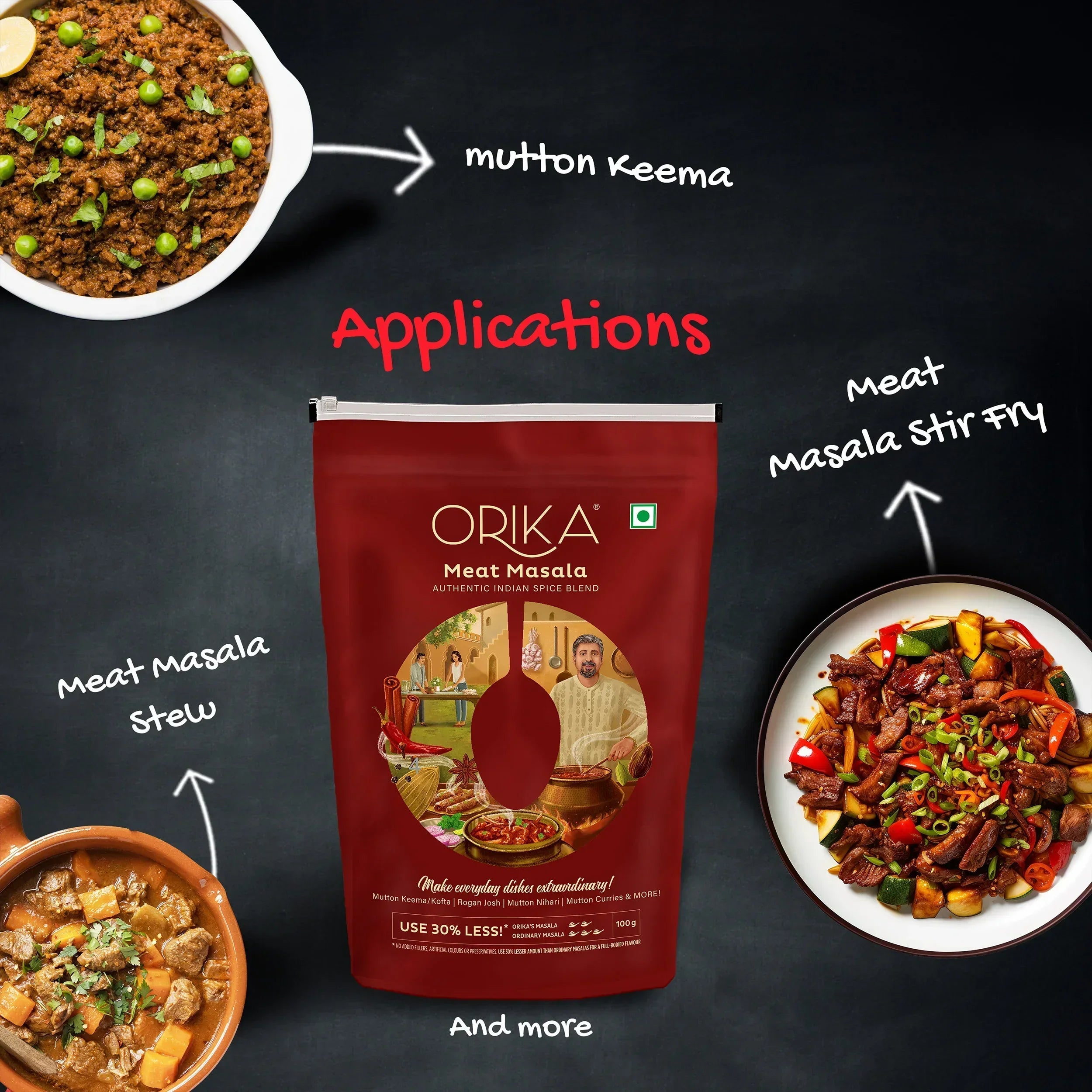 Orika Non Veg Delight Combo, Chicken Masala, Meat Masala, Garam Masala (Pack of 3, 100gms each) - Orika Spices India