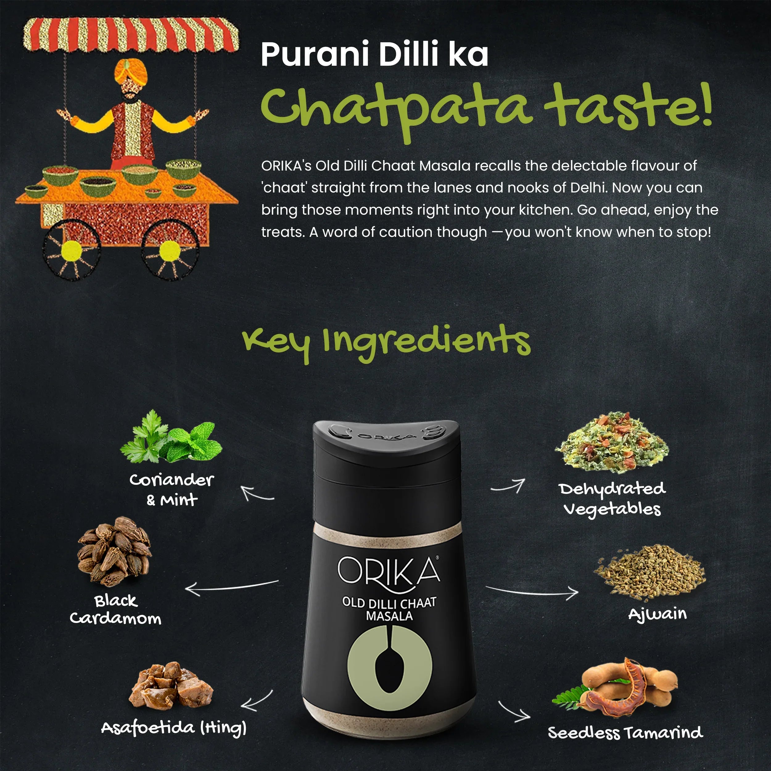 Orika Old Dilli Chaat Masala, 90gm - Orika Spices India