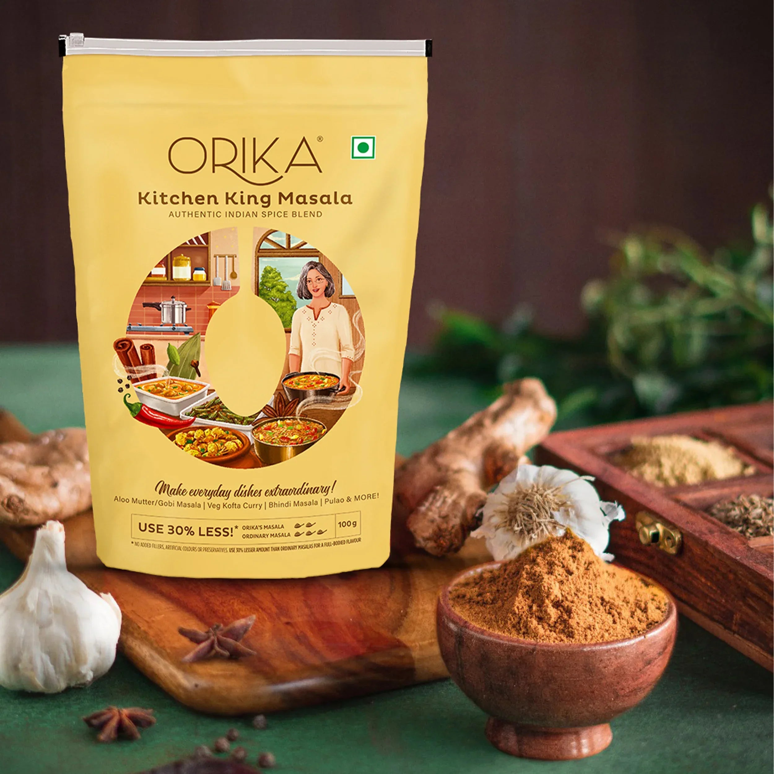 Orika Paneer-Chana Combo (Shahi Paneer Masala, Chana Masala, Kitchen King Masala) (Pack of 3, 100gms each) - Orika Spices India