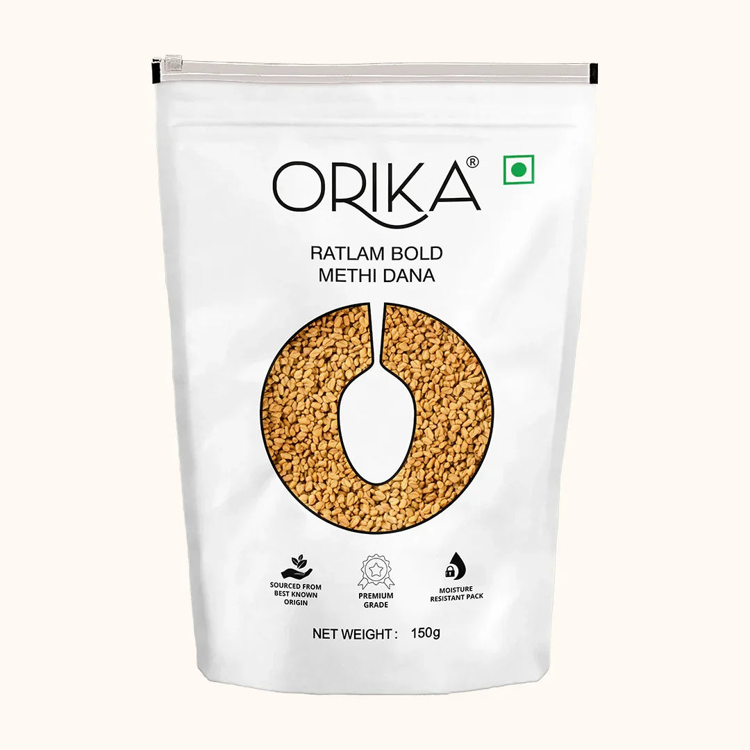 Orika Ratlam Bold Methi Dana, 150g - Orika Spices India