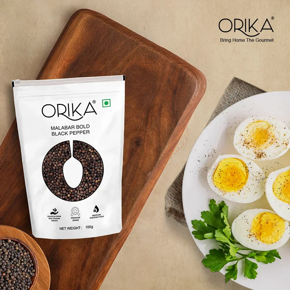 Orika's Malabar Bold Black Pepper, 100g - Orika Spices India