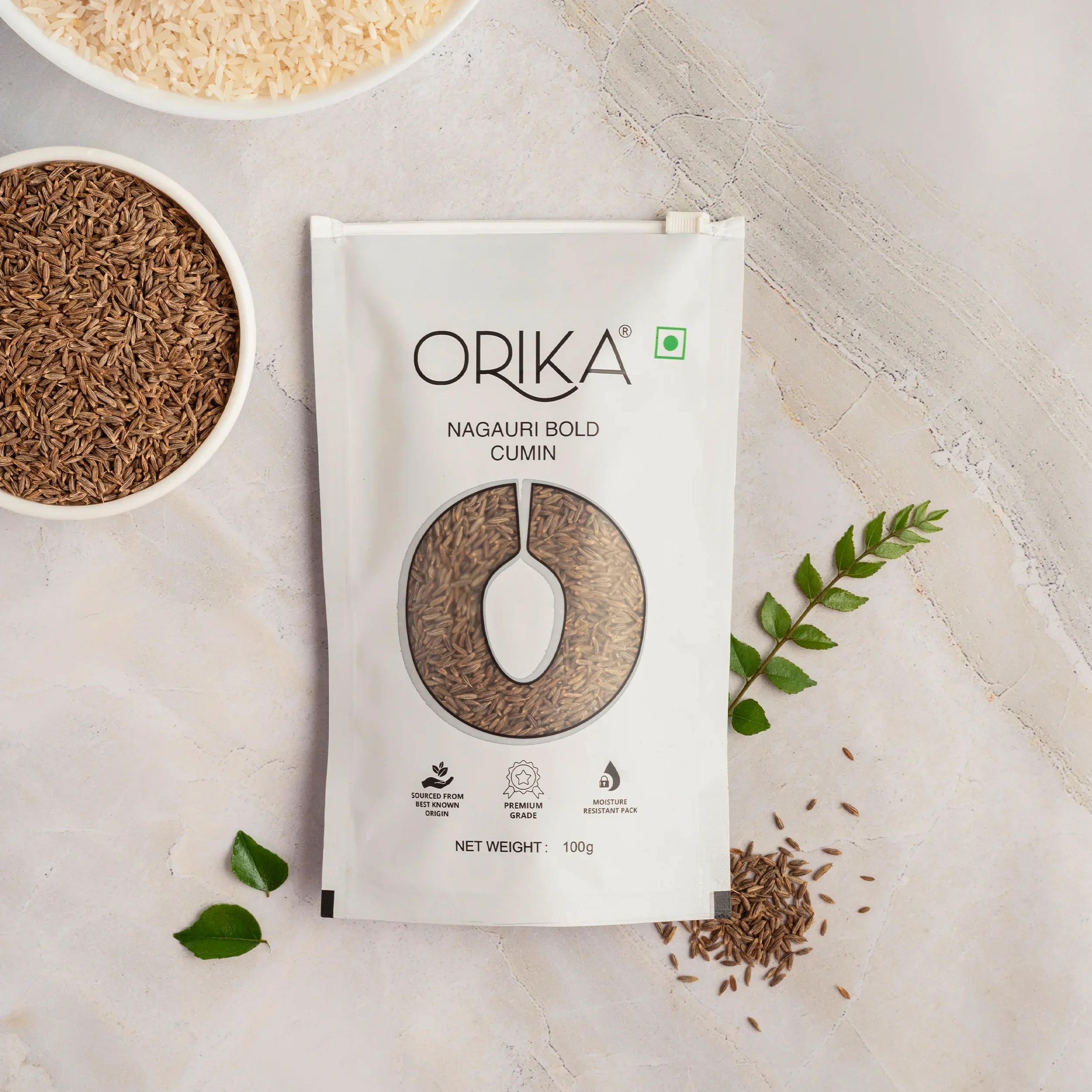 Orika's Nagauri Bold Cumin whole, 100g - Orika Spices India