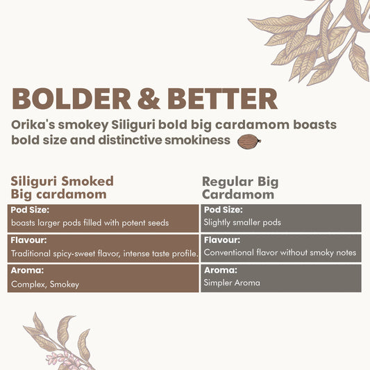 Orika's Siliguri Smoked Big Cardamom,60g - Orika Spices India