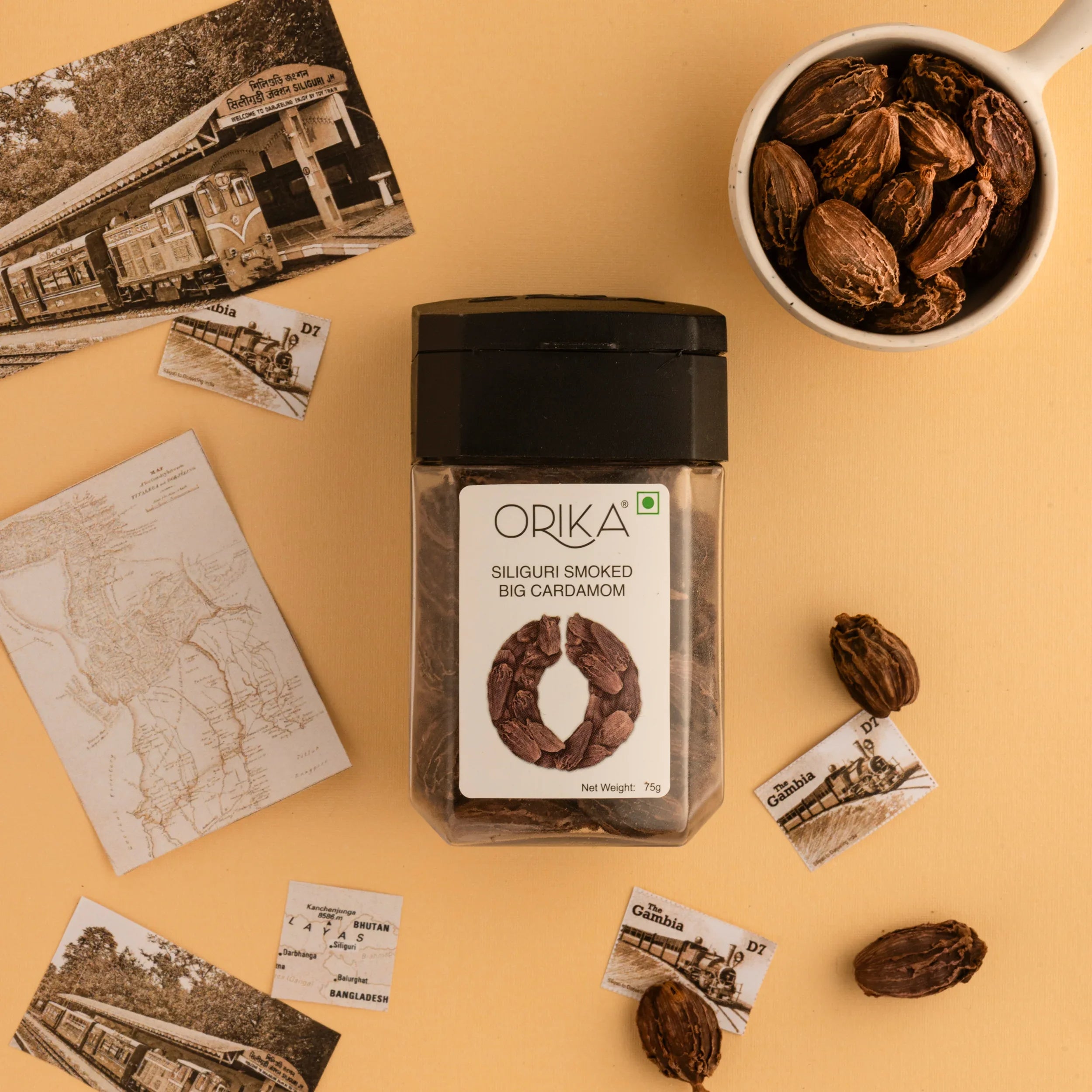 Orika's Siliguri Smoked Big Cardamom,60g - Orika Spices India