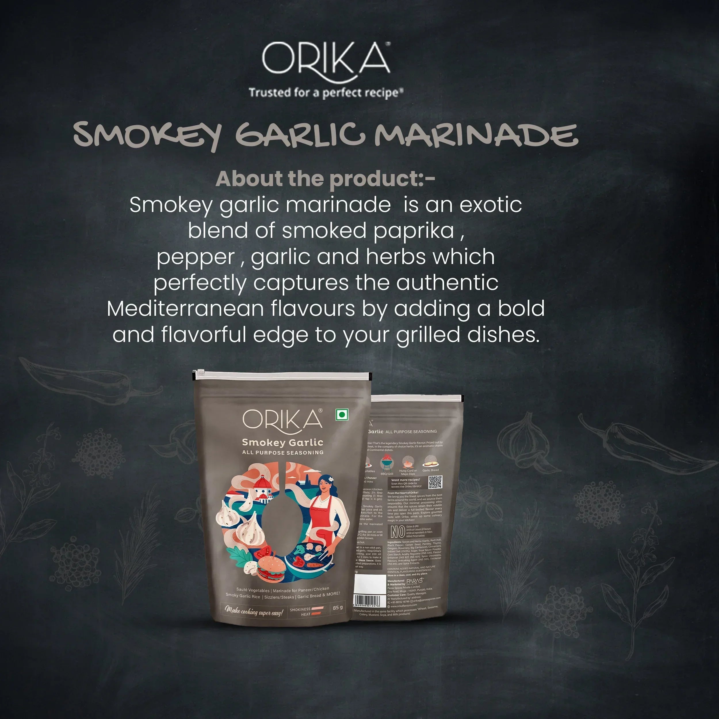 Orika Smokey Garlic All Purpose Seasoning, Pack of 2, 85g/each - Orika Spices India