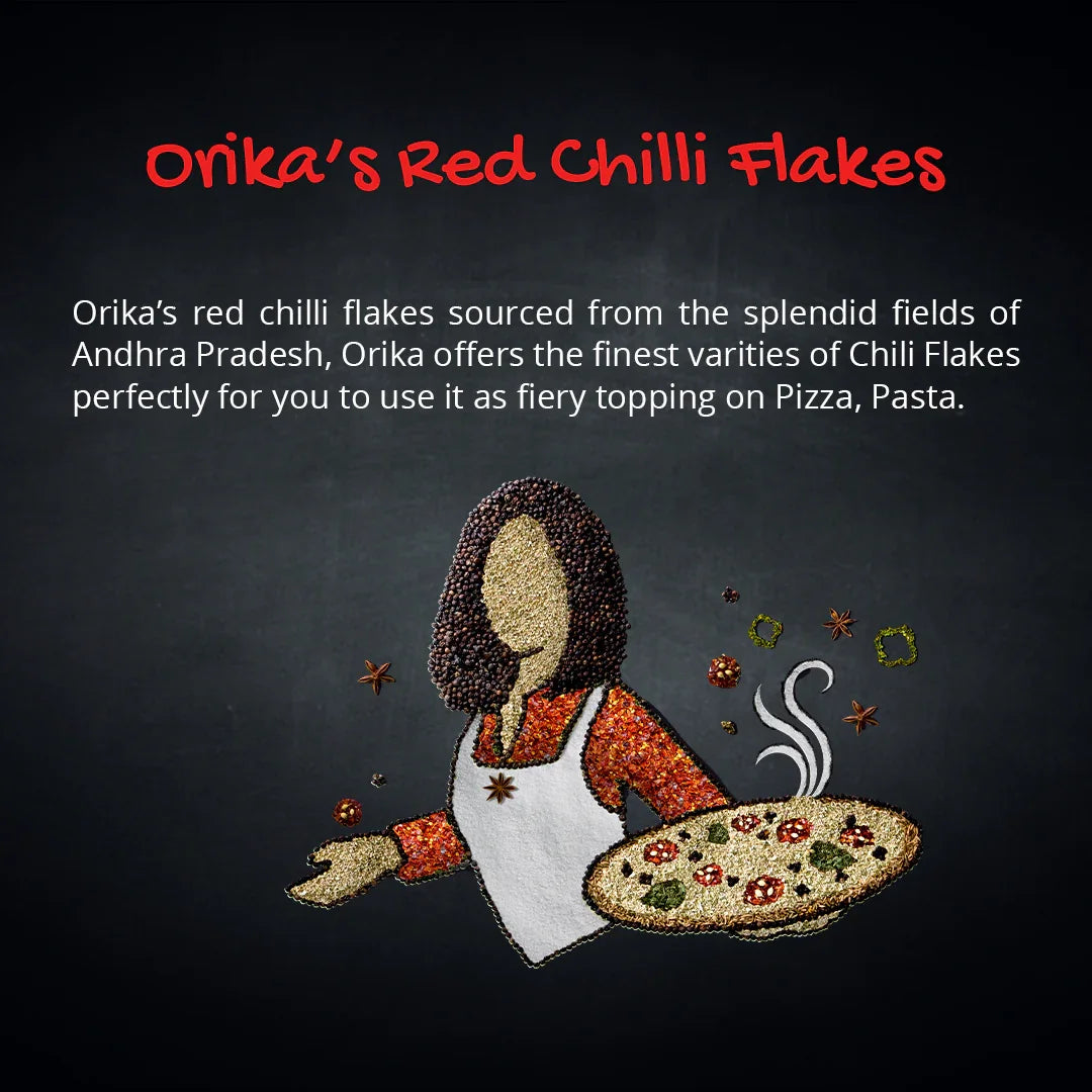 Orika Table Sprinkler Combo, (Italian Seasoning (75g), Red chili flakes (50g), All-purpose Mexican seasoning (80g), Malabar Black Pepper (80g), Old Dilli Chat Masala (90g)) - Orika Spices India