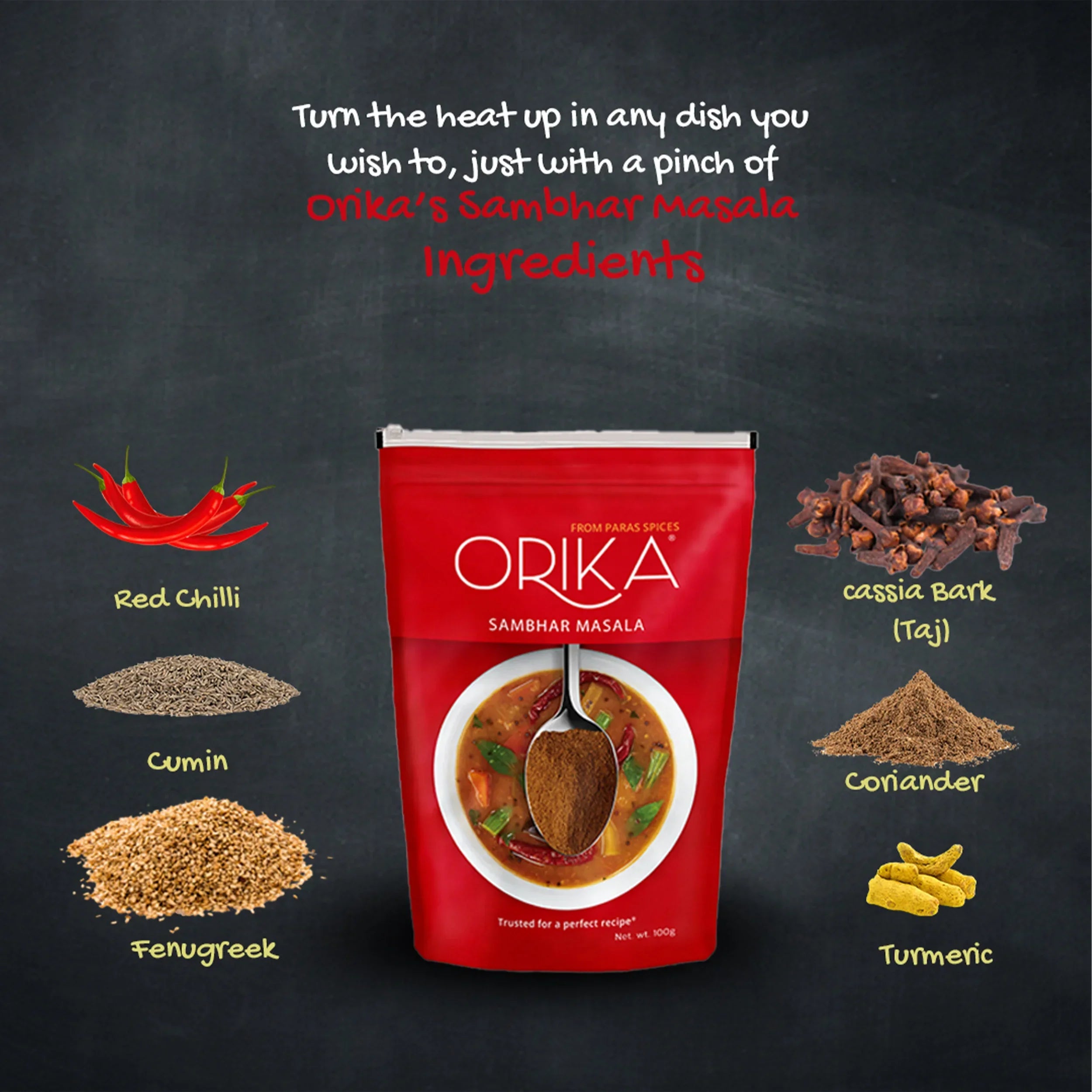 Sambhar Masala, 100gm - Orika Spices India