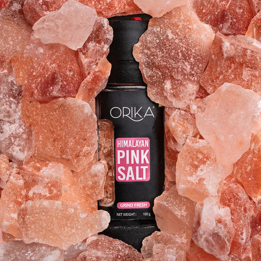 Sea Salt 100g, Pink Salt 100g & Black Pepper 50g,Table Grinder Combo - Orika Spices India