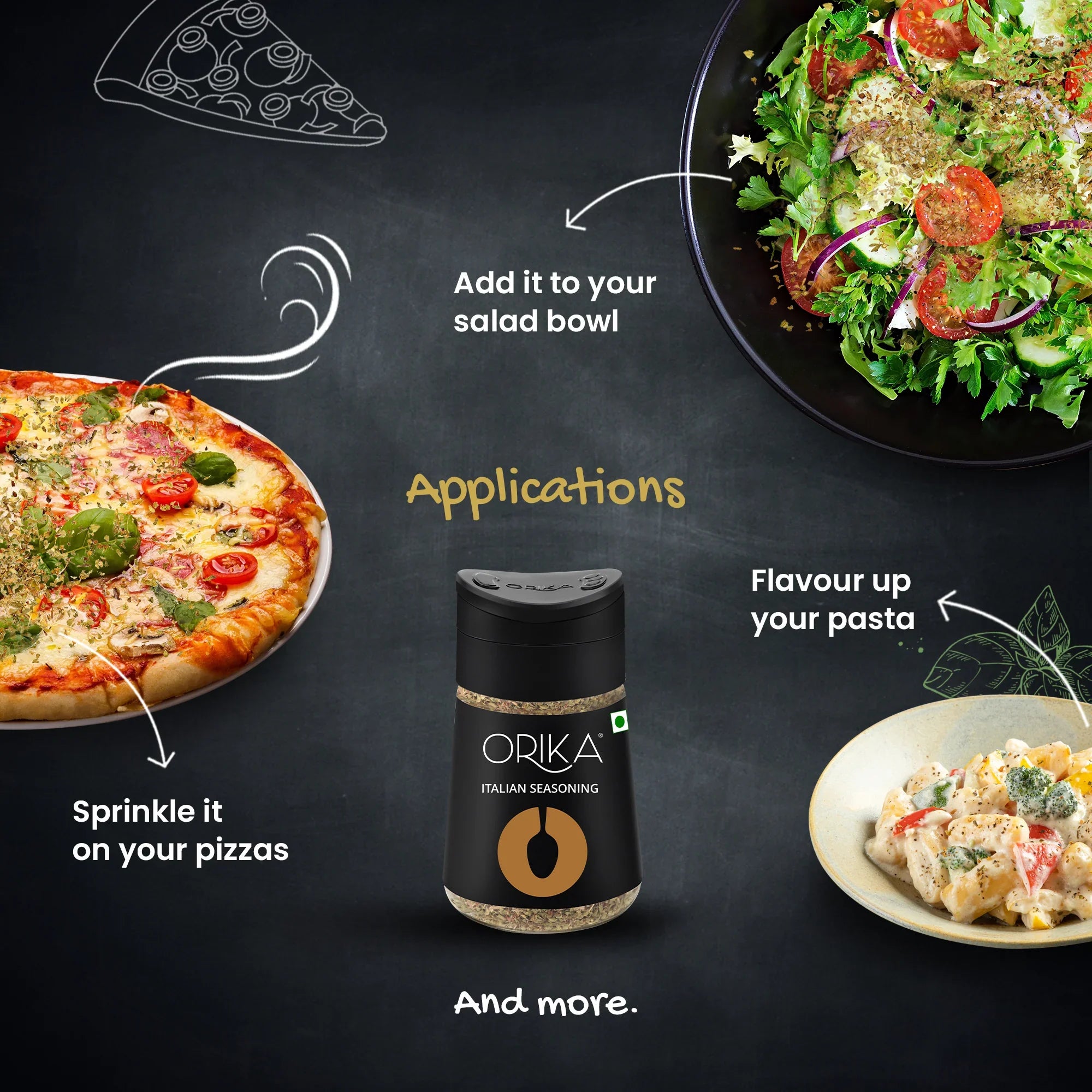 Table Sprinkler Combo 2 (Italian Seasoning + Red Chilli Flakes + Turkish Oregano) (Pack of 3) - Orika Spices India
